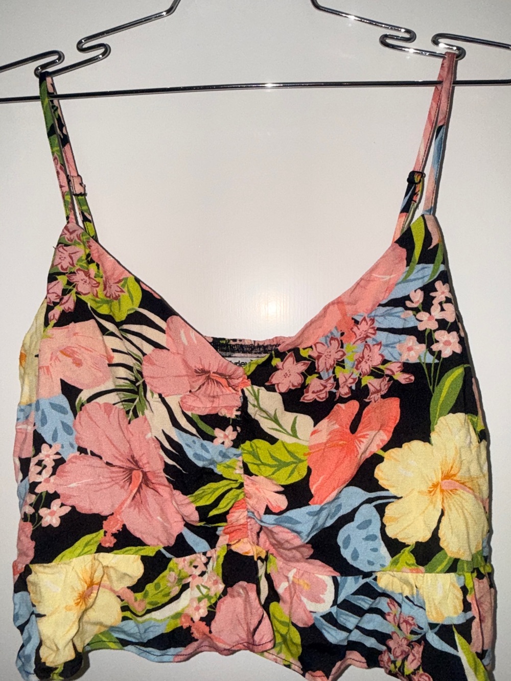 Hurley Black Floral Spaghetti Strap Crop Top